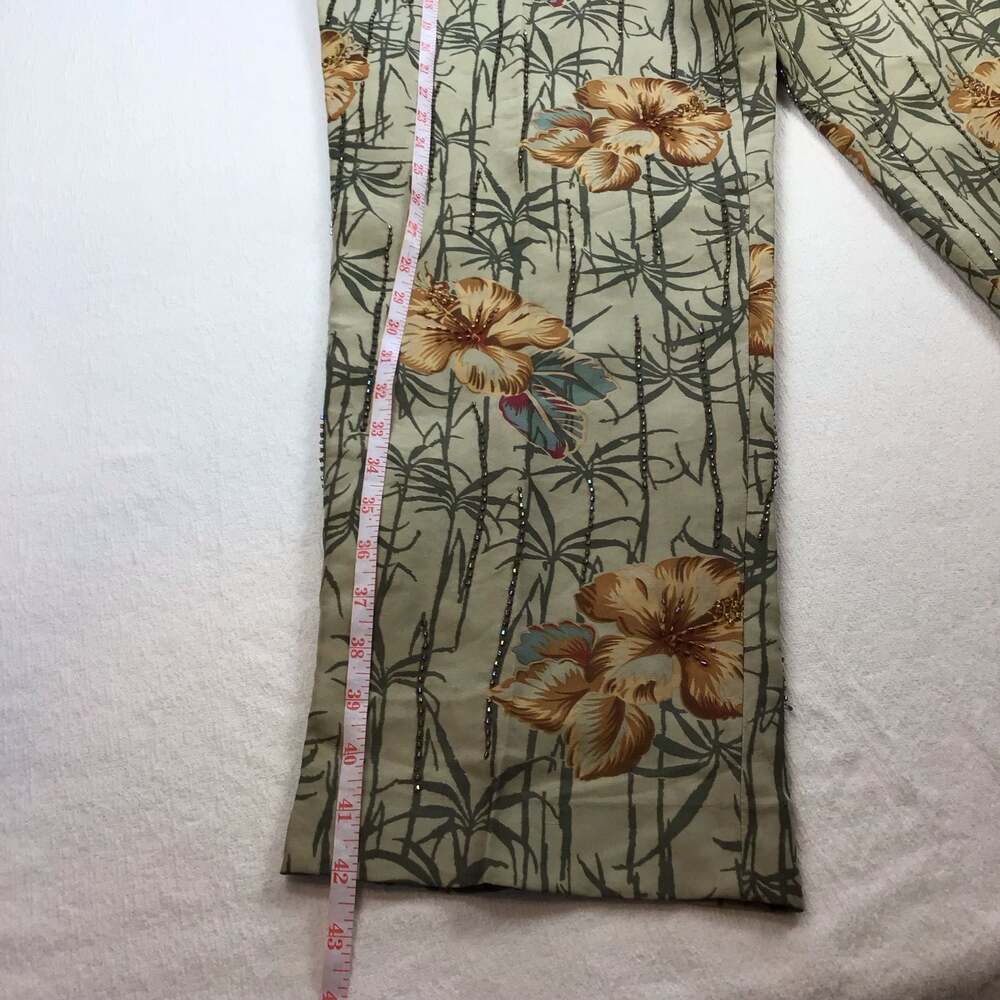 Adrianna Papell Silk Beaded Tropical Floral Pants Size 14 Summer Chic - Picture 4 of 15